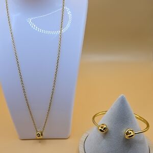 Kate Spade Knot Necklace And Cuff Bangle Set